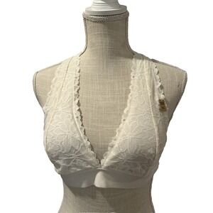 NWT White Victoria's Secret PINK Lace Bralette Size XL Wireless Removable Pads